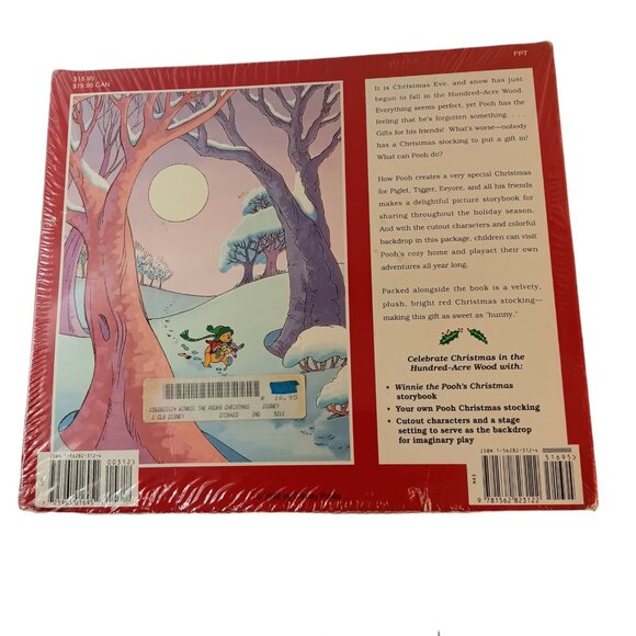 VTG Winnie the Pooh's Christmas Gift Box 1992 Storybook And Stocking New Sealed - Picture 2 of 8